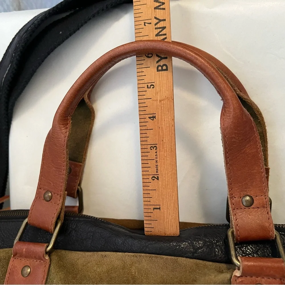 Amsterdam Heritage Olive & Camel Suede Leather Men's Messenger Bag / Briefcase